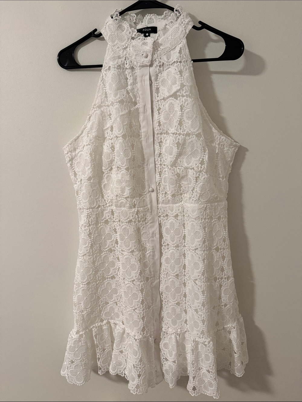 Aqua White Lace Mini Dress
